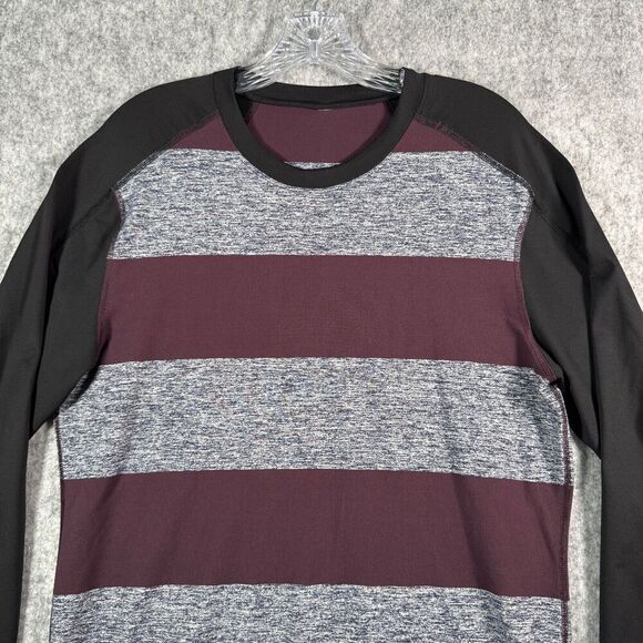 Lululemon Other - Lululemon Surge Shirt Mens M Purple Warm Bold Stripe Crewneck Long Sleeve Tee